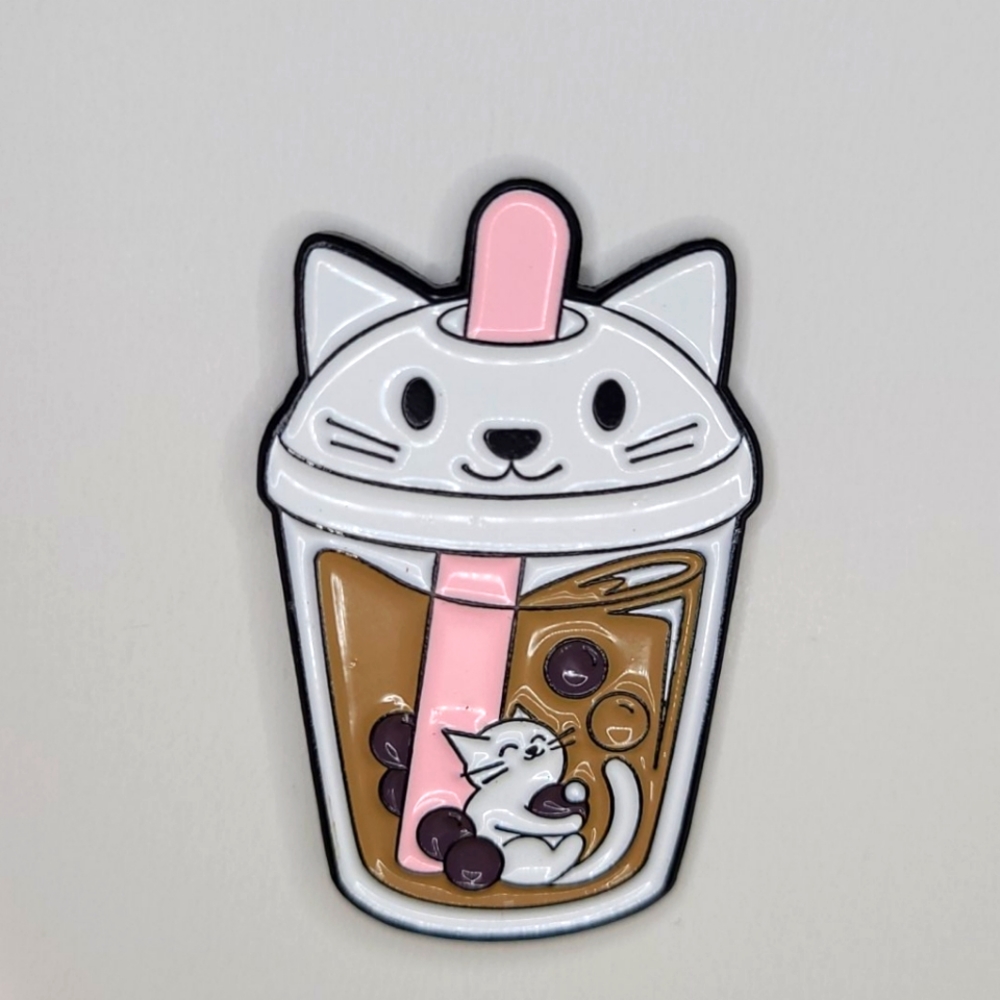 Pin: Boba Cat, enamel pin, kawaii